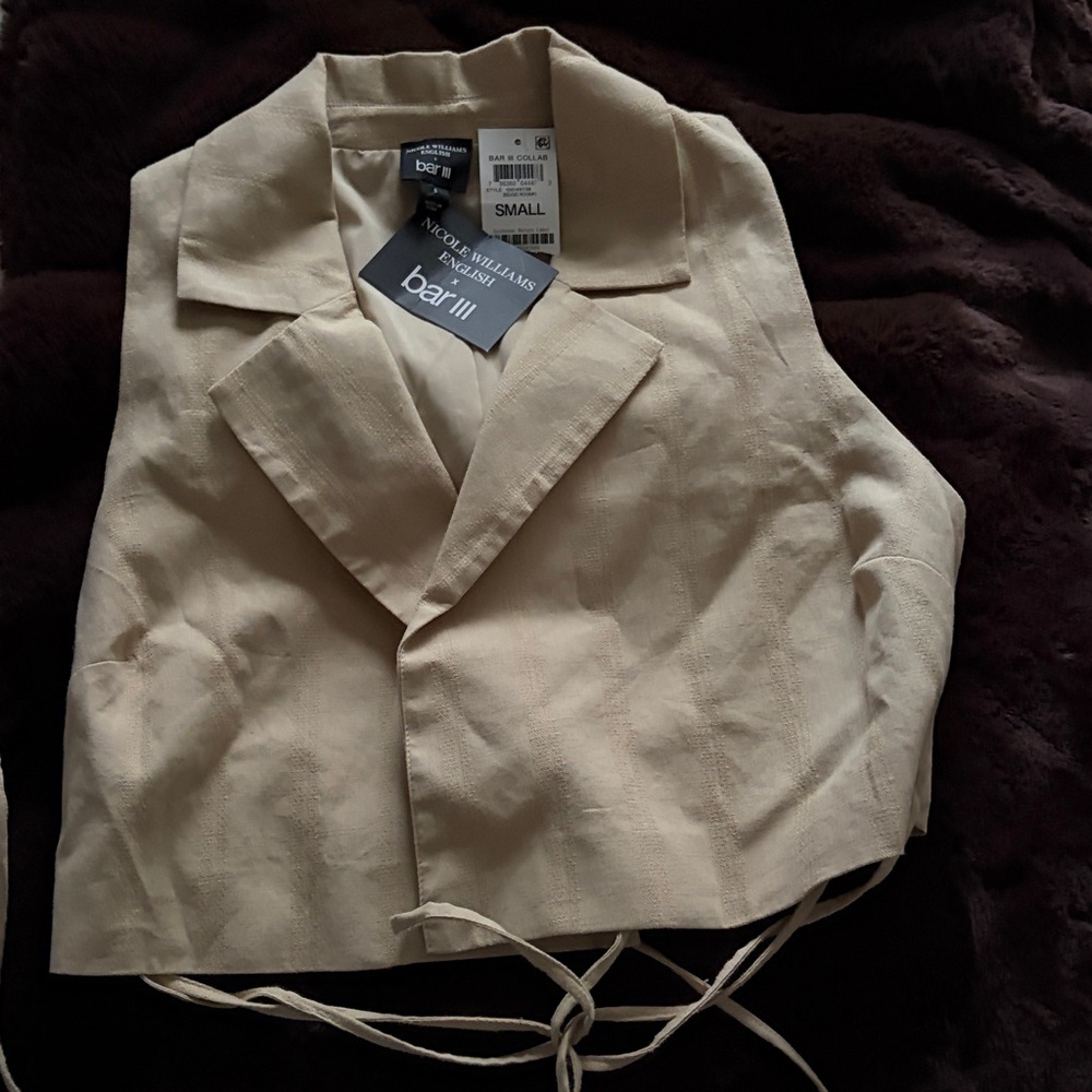 Bar III Light Tan Cropped Jacket